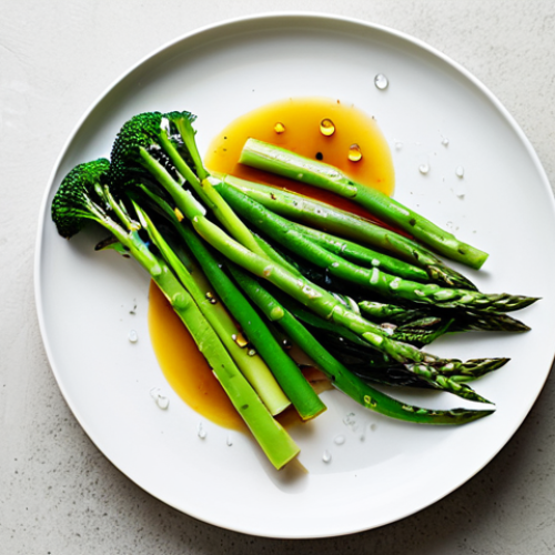Home 7 A professional food photograph showcasing a vibrant assortment of perfectly steamed vegetables on a pristine white serving dish. Bright green broccoli florets, slender asparagus spears, and tender green beans are arranged artfully, maintaining their vivid colors and tender-crisp texture. Tiny dewy water droplets are visible on the surfaces, emphasizing freshness and moisture. Soft, natural light illuminates the scene, highlighting the healthy and appetizing qualities. A minimalist, clean background. Safe for work, appropriate content, fully clothed, professional, family-friendly, perfect anatomy, correct proportions, natural pose.